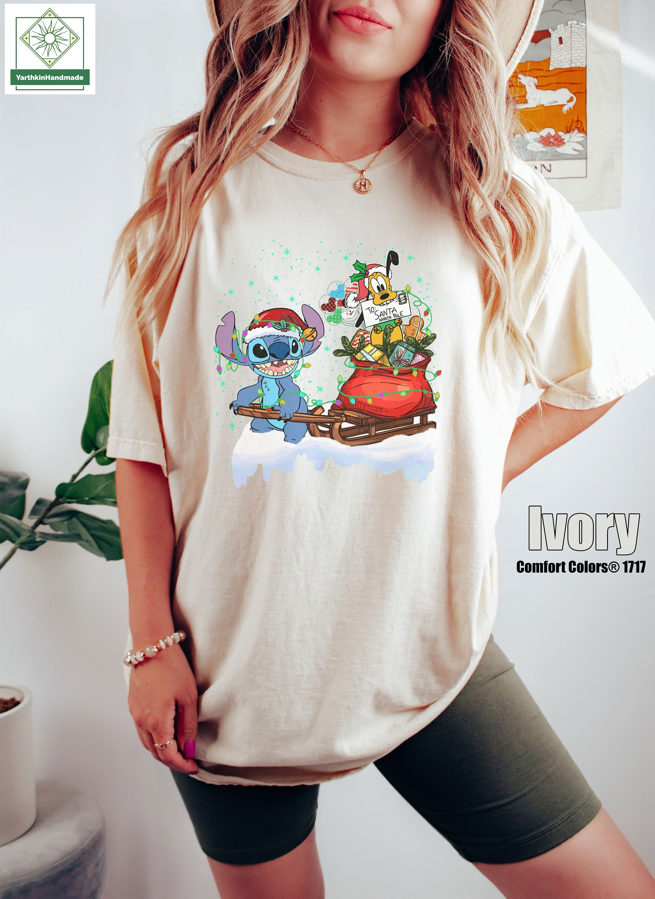 Discover Retro Stitch Pluto Christmas Shirt, Stitch Santa Shirt, Stitch Christmas Shirt, Disney Xmas Holiday Shirt, Christmas Lights