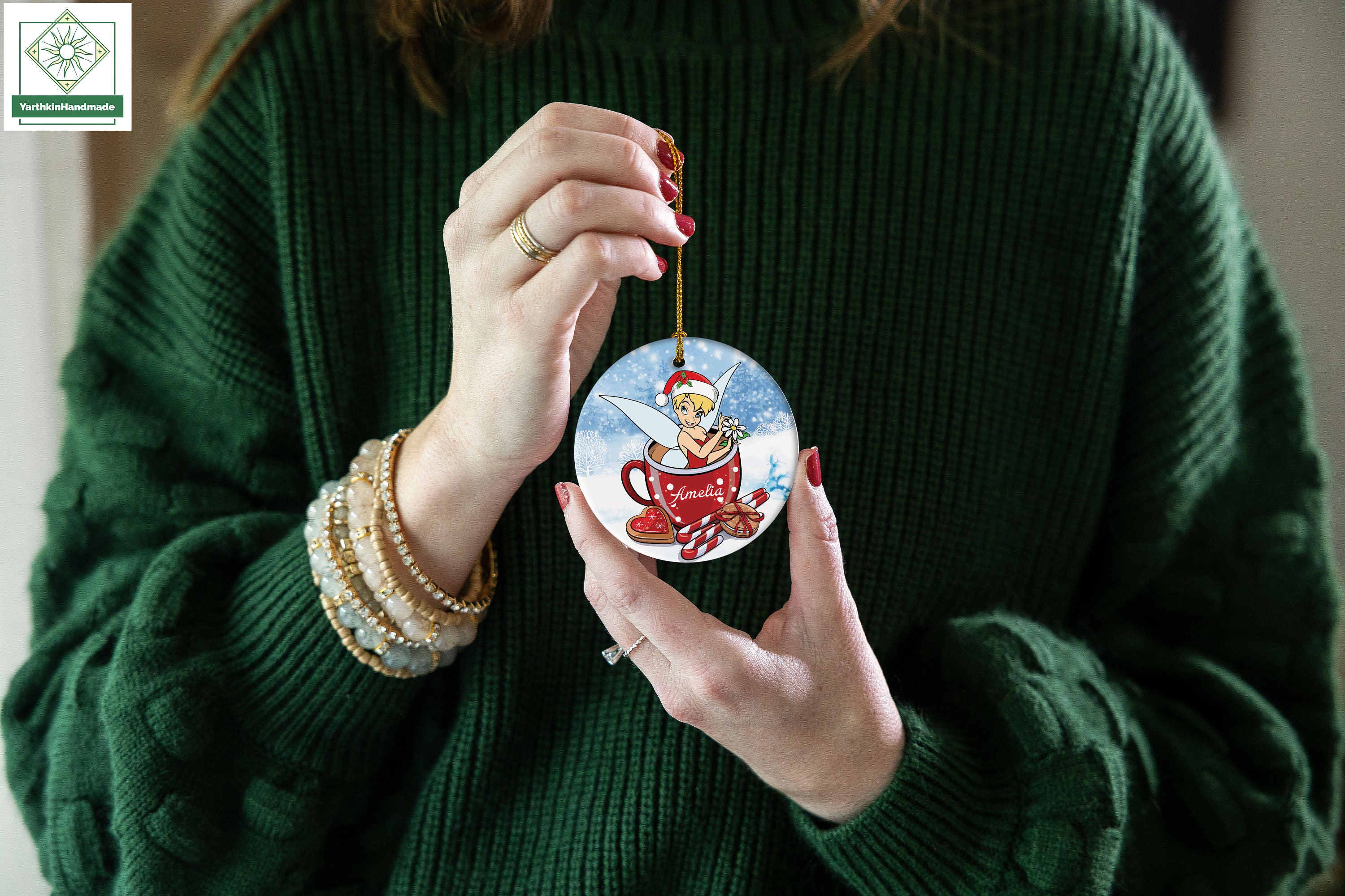 Discover Personalized Tinkerbell Christmas Coffee Ornament, Disneyland Tinker Bell Ornament