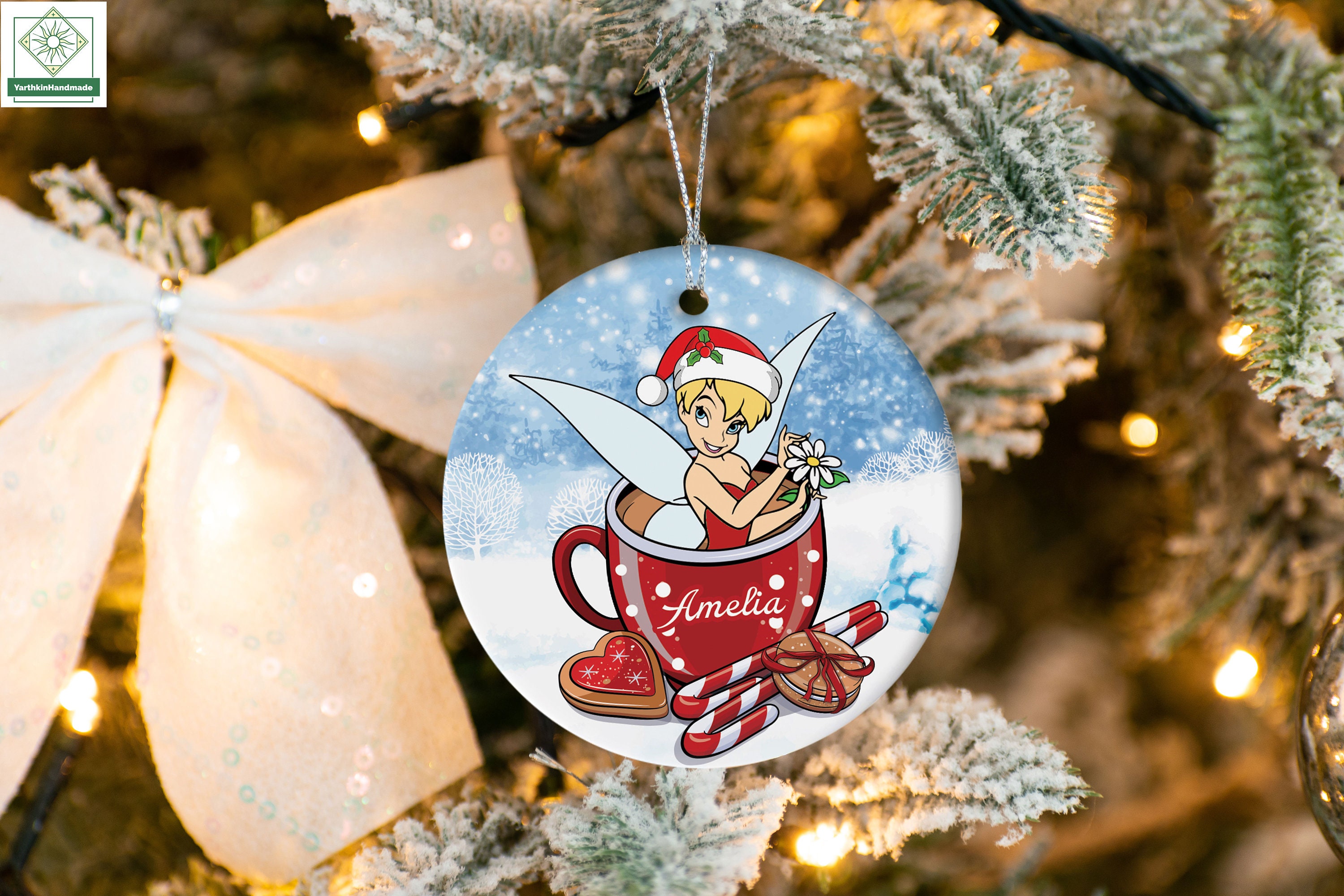 Discover Personalized Tinkerbell Christmas Coffee Ornament, Disneyland Tinker Bell Ornament