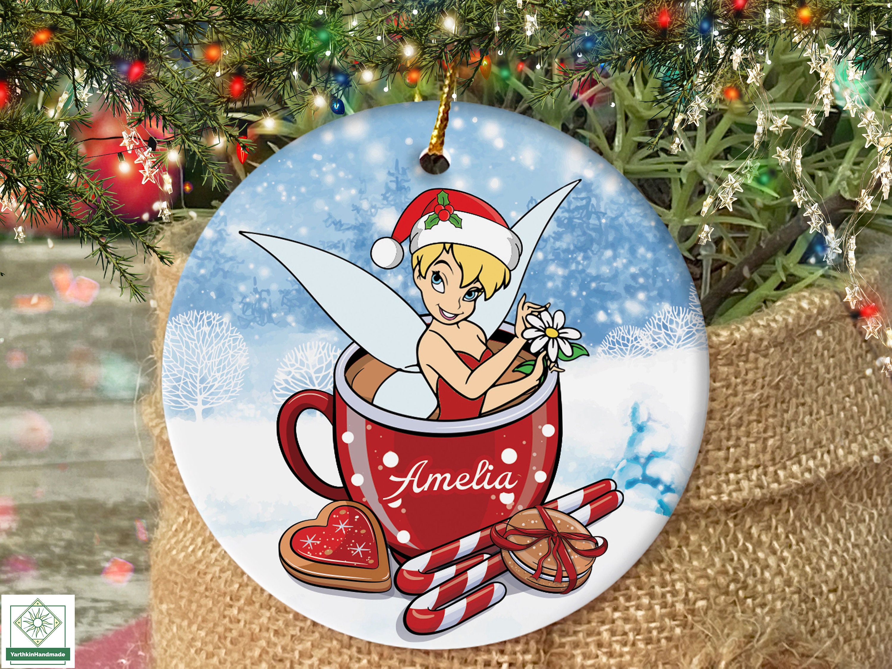 Discover Personalized Tinkerbell Christmas Coffee Ornament, Disneyland Tinker Bell Ornament