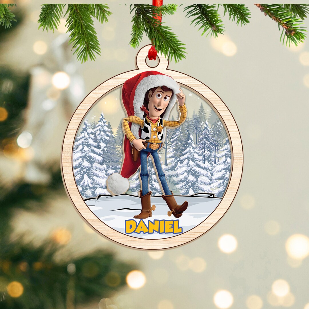 4D Customized Pixar Woody Christmas Ornament Toy Story Wood Etsy