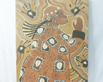 Trip to New York "Big Mama Mud Cloth", Giclée, Afrocentric Paintings, Black Art Home Décor, Body Positive Art