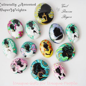 Made To Order, Three Black Queens, Afrocentric Collectable Paperweights, Decorating Ideas, Fine Art on Rocks, Gifts Under 30 image 10