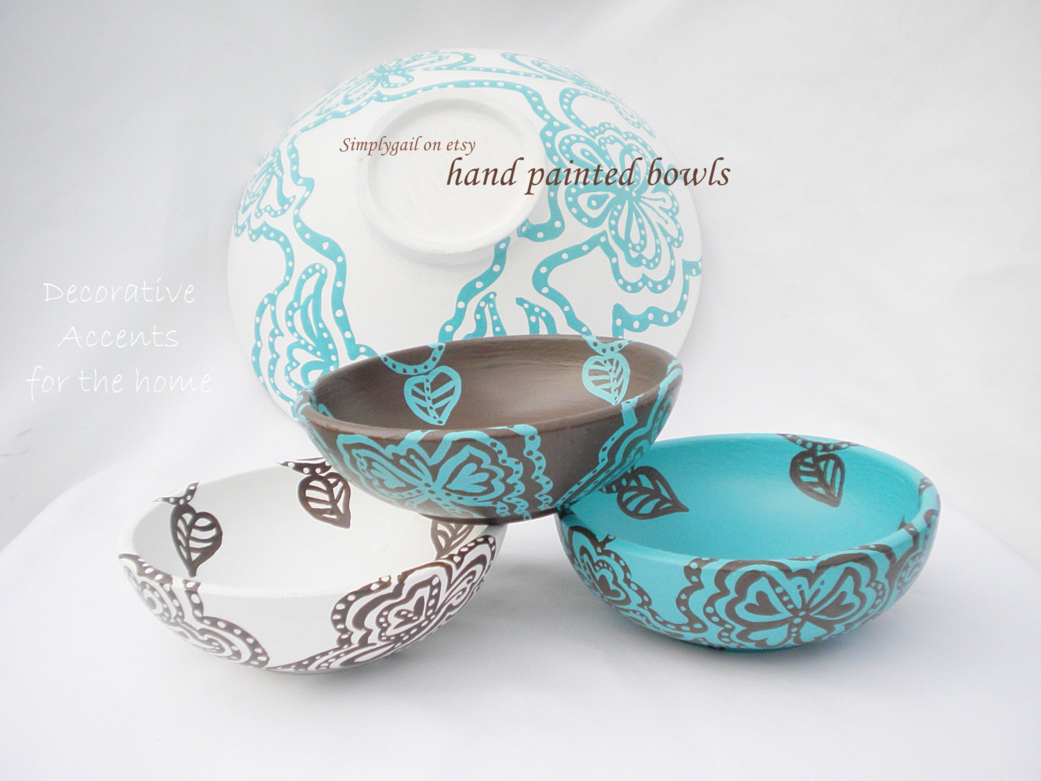 Butterfly Bowls Hand Painted Wooden Bowls Cottage Home Decor Black Owned Business Coffee Table Art