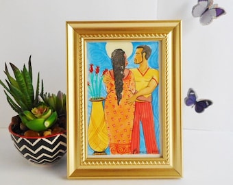4 x 6 Watercolor Print, "Slow Dance"  Home Decor,  Art Illustration, Afrocentric Products, Black Love Paintings