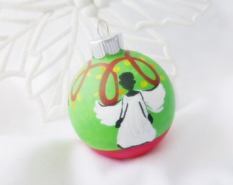 Glass Ball Ornament Christmas Tree Holiday Decor Snowman Candycanes Angel Snowflakes Hand Painted