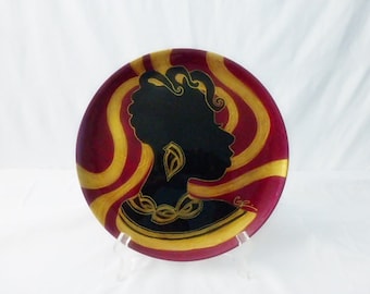 Kwanzaa Gifts "A Sister with Locks" Hand Painted Ceramic Plate Afrocentric Home Decor Unique Gift Ideas