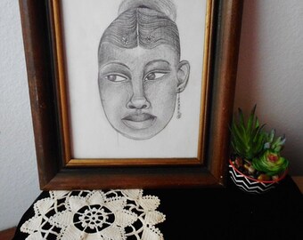 Pencil Portraits "Ayo" , Beautiful Black Girl, Graphite Drawings by Gail Penrice Rogers, Portrait Art