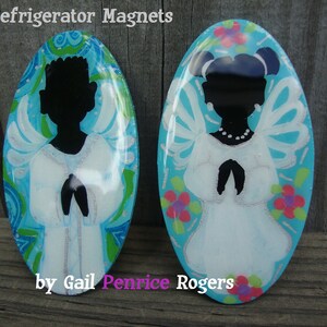 Made to Order, Adorable Angels Refrigerator Magnets, Kitchen Decor, Afrocentric Products image 1