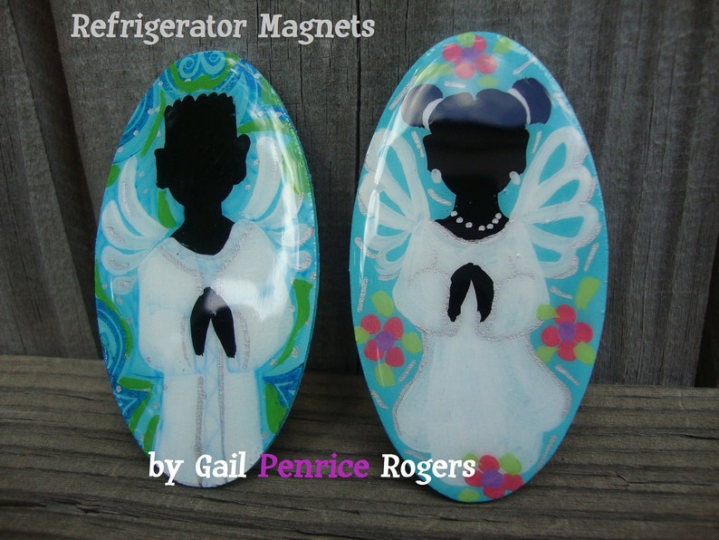 Made to Order, Adorable Angels Refrigerator Magnets, Kitchen Decor, Afrocentric Products image 1