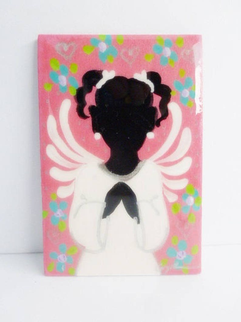 Little Angel Girl Refrigerator Magnet, Black Angels, Afrocentric Gifts image 6