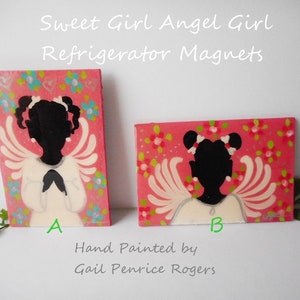 Little Angel Girl Refrigerator Magnet, Black Angels, Afrocentric Gifts image 1