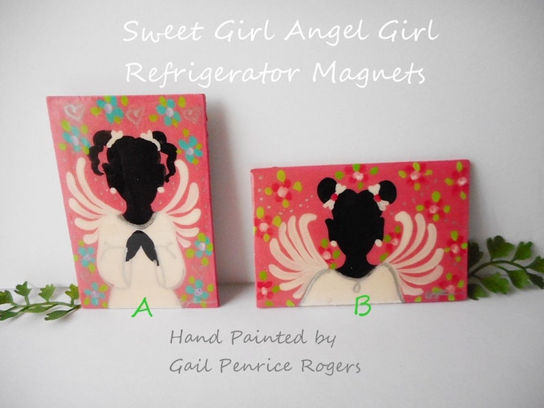 Little Angel Girl Refrigerator Magnet, Black Angels, Afrocentric Gifts image 1