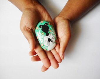Little Angel Girls Angel Art Hand Painted Stones Afrocentric Gifts Prayer Rocks Artist Gail Rogers