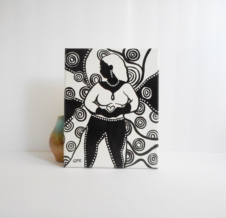 8 X 10 Acrylic Painting Woman Art Body Positive Art black Etsy