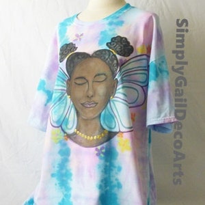 Beautiful Butterfly 2 X Tie Dye Afrocentric T&#39; Shirt Plus Size Curvy Queens Avant Garde Fashion