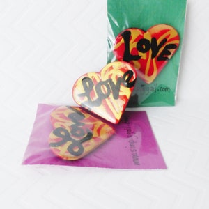 Accent of Love Wooden Heart Shaped Pin Back Brooch Gifts Under 11 Dollars Love Letters Stocking Stuffers
