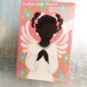 Little Angel Girl Refrigerator Magnet, Black Angels, Afrocentric Gifts image 5