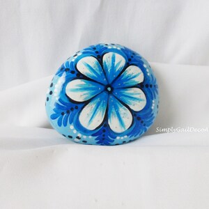Flower Hand Painted Rocks Stone Art Collectible Paperweights Unique Gifts Nature Inspired Home Decor