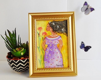 Art Print 4 x 6, "Summer Breeze", Watercolor Illustrations, Contemporary Home Decor, Afrocentric Products