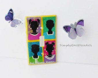 African American Children, Hand painted Light Switch Cover, Black Kids, Gail Penrice Rogers, Afrocentric Home Decor