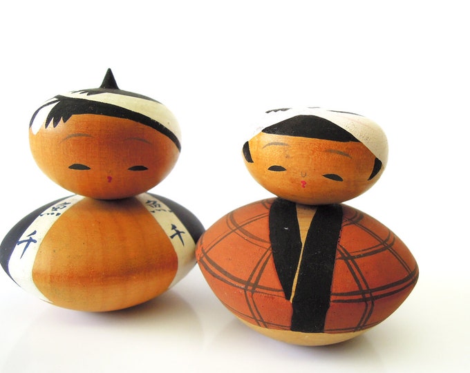 Japanese Kokeshi Dolls Antique Pair Etsy