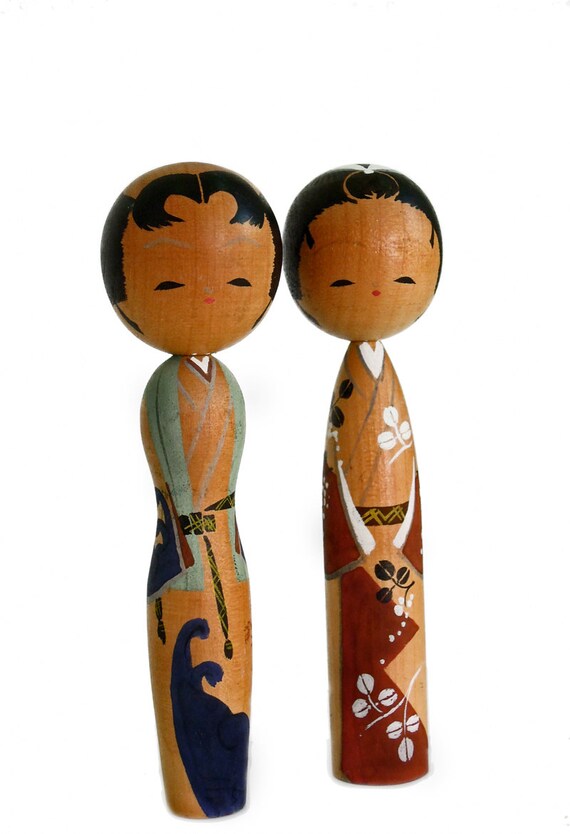 Antique Japanese Kokeshi Dolls handcrafted kawaii Etsy