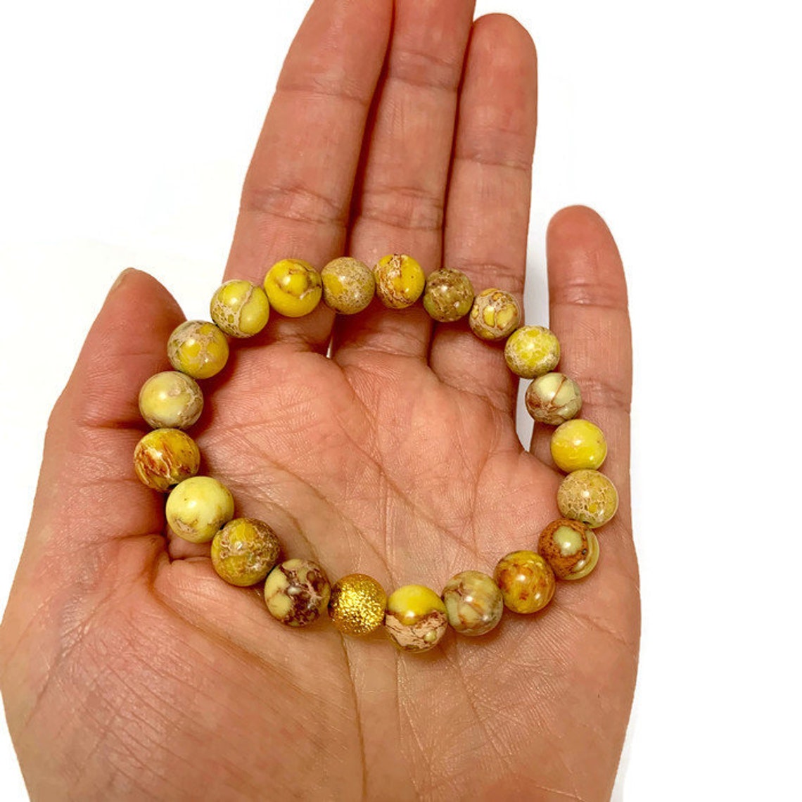 Yellow Jasper Bracelet Natural Stone Bead Bracelet Gemstone Etsy