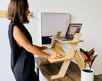 Desk for standing work - Standing laptop stand for desk - Standing desk converter, writing, portable desk, monitor stand, ALTO X 18"