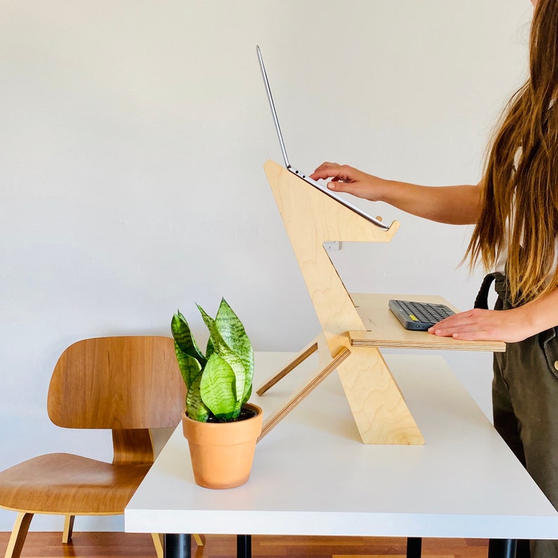 Modern wood standing desk, scaffolding desk, work station, modern desk, desk converter, laptop stand, ALTO STAND