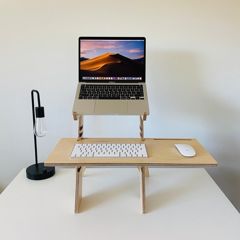 Modern wood standing desk, scaffolding desk, work station, modern desk, desk converter, laptop stand, ALTO STAND image 6