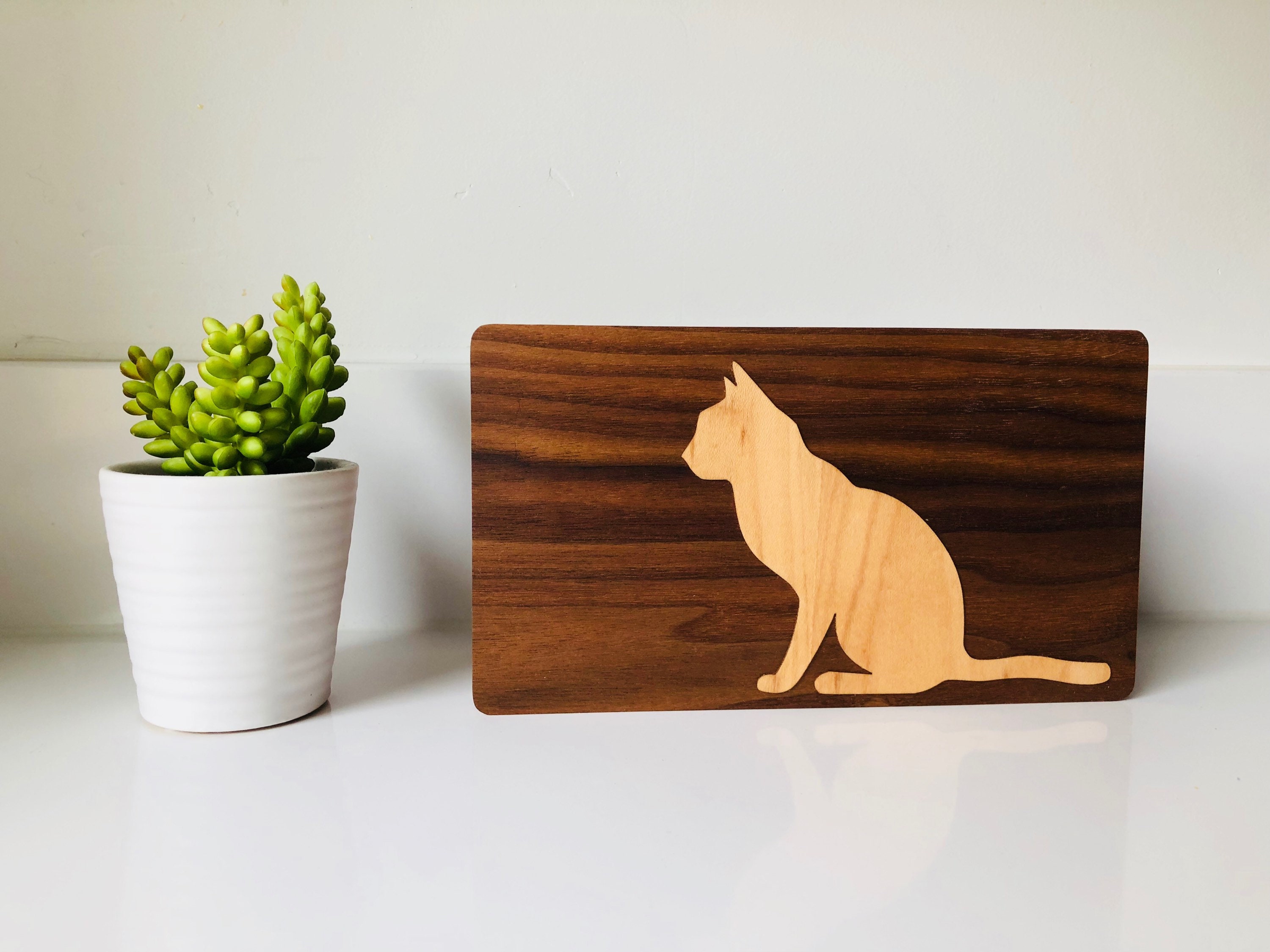 Cat letter holder chat walnut mail hanger office Etsy