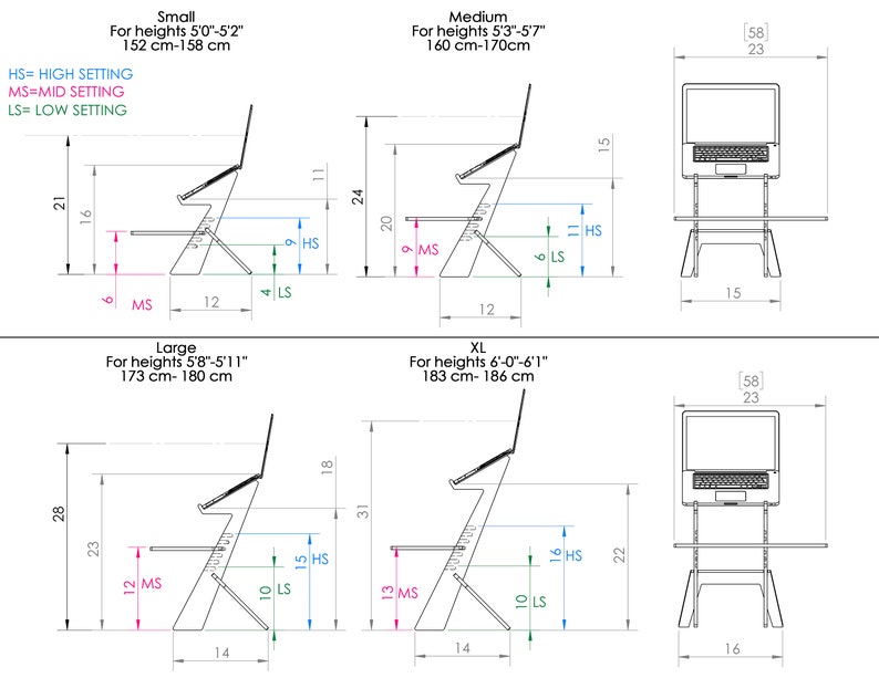 Modern wood standing desk, scaffolding desk, work station, modern desk, desk converter, laptop stand, ALTO STAND image 10