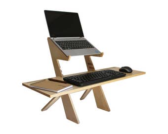 Standing Desk, Convert Any Table Or Desk Into A Stand Up Computer Desk, Birch, Monitor Stand
