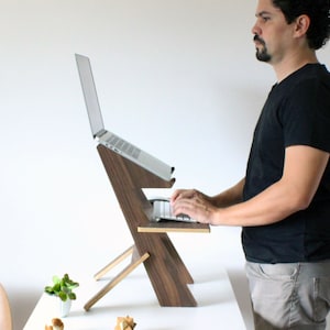 Walnut laptop stand Made in the USA, MacBook pro, Laptop stand, wood laptop stand, minimalist stand, work from home. LAST BATCH image 5