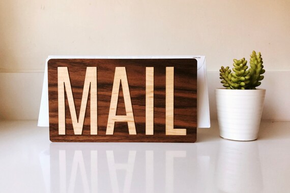Modern Wood Mail Organizer Letter Holder Desk Accessory Etsy