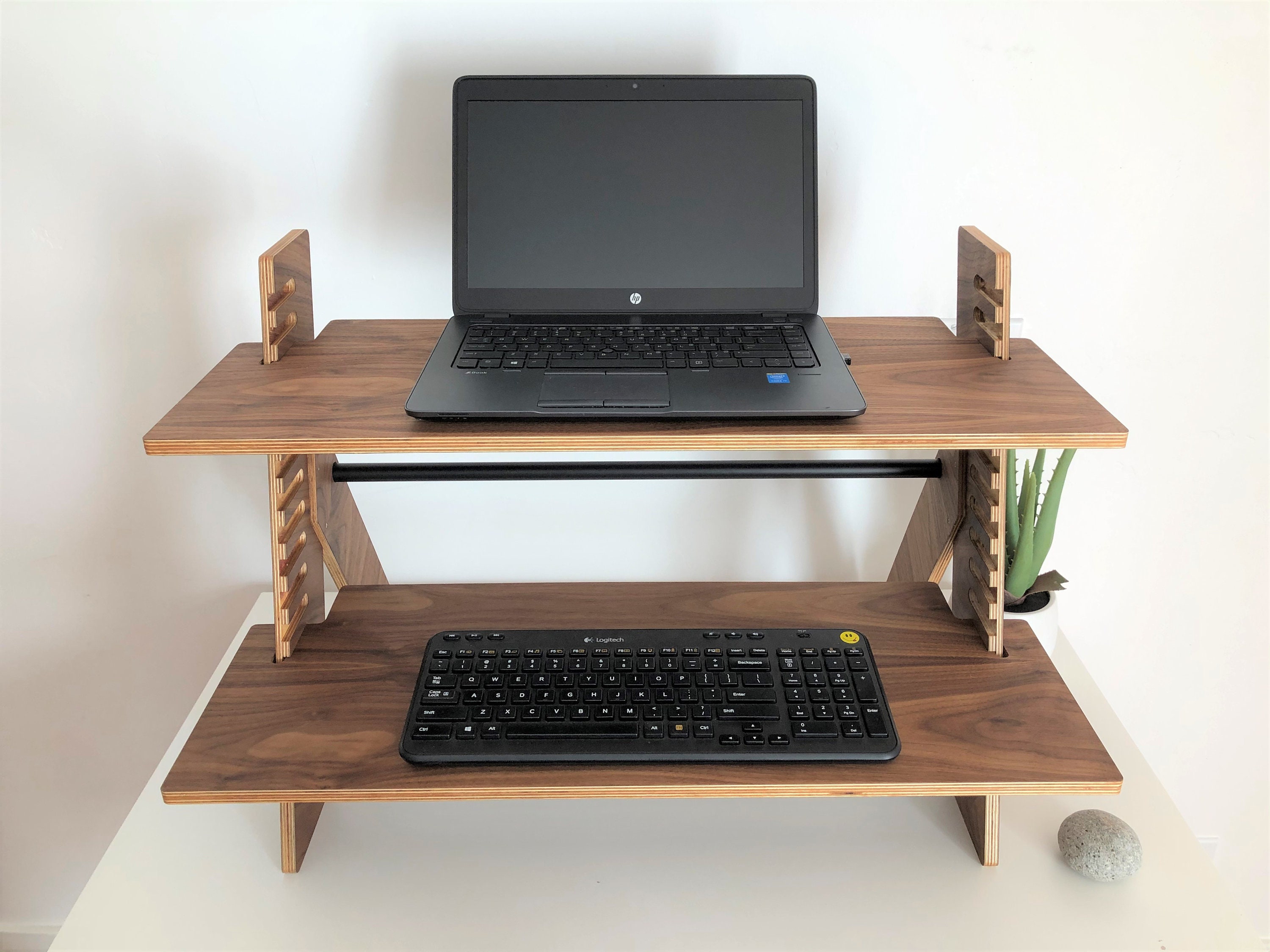 Walnut Minimal wood standing desk converter Etsy