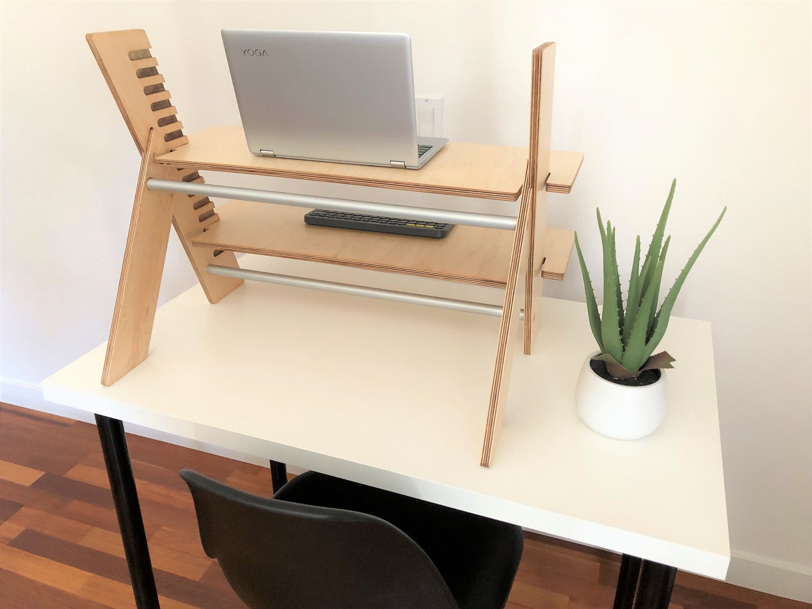 Minimal Wood Standing Desk Converter Convertible Standing Etsy