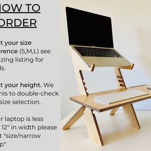 Modern wood standing desk, scaffolding desk, work station, modern desk, desk converter, laptop stand, ALTO STAND image 4