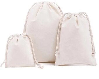 5 x 7 Inch Muslin Bag, Cotton Pouch, Cotton Drawstring Bag, Dust Bag, Cotton Storage Bag