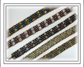 Tutorial ~ Czechmate Tile & SuperDuo Cuff Bracelet by Reggie's Creations ~ Beaded Bracelet Pattern