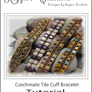 Tutorial ~ Czechmate Tile Cuff Bracelet by Reggie's Creations ~ Beaded Bracelet Pattern