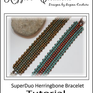 Tutorial ~ SuperDuo Herringbone Bracelet by Reggie&#39;s Creations ~ Beaded Bracelet Pattern
