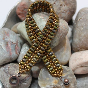 Superduo Band Bracelet; Cuff Bracelet; Bead Weaving; Superduo Bead Bracelet; Seed Bead Bracelet; Band Bead Bracelet; Green Bracelet RC130