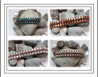 Tutorial ~ Czech Honeycomb and DiamonDuo Cuff Bracelet by Reggie's Creations ~ Beaded Bracelet Pattern
