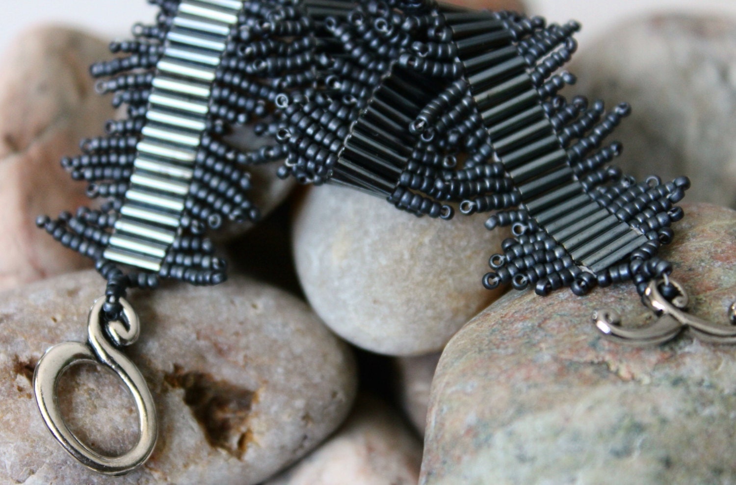 Unique Bugle Bead Bracelet With Seed Bead Fringe Band Etsy