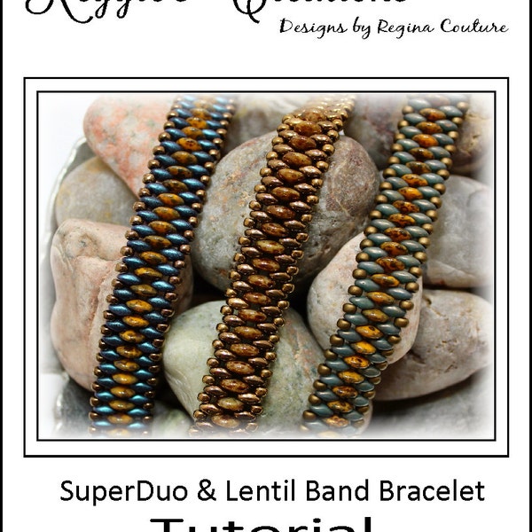 Tutorial~SuperDuo & Lentil Band Bracelet by Reggie's Creations ~ Beaded Bracelet Pattern ~ Bead Packs Available in Listing by SupplyEmporium