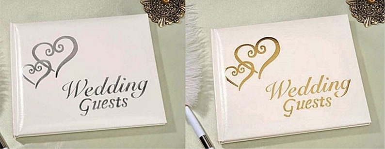 Wedding Guest Book Heart Golden Silver Registry Book
