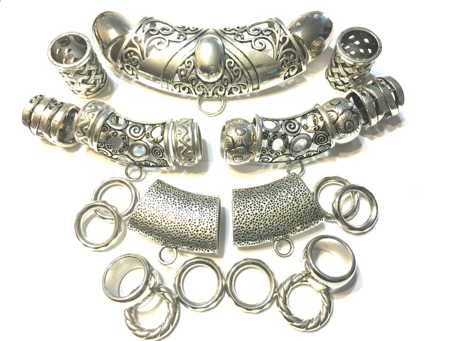 25pcs Scarf Jewelry Clasps Slides Bails Ring Silver Tone Mix Etsy