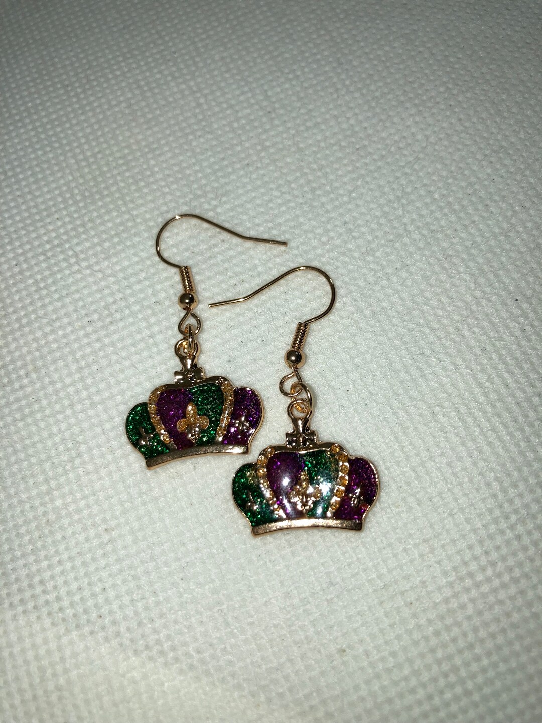 Golden Lily Mardi Gras Crown Earrings main image 0